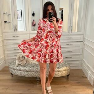 NWT Zara Floral Red Dress Sz S